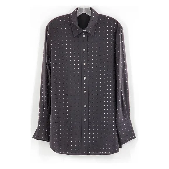 JOSEPH NWT Brooks Silk Black / Ivory Polka Dot Shirt - Picture 6 of 13